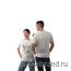 Цвет футболки топленое молоко, модели мужчина с девушкой